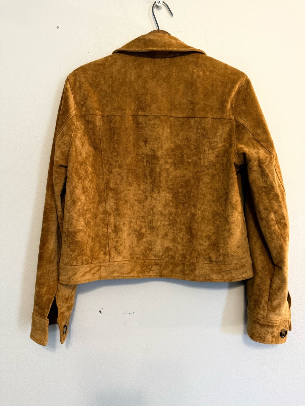 BLANK NYC Womens Faux Suede Trucker Jacket Crop Brown Grunge Country Medium - Picture 4 of 8